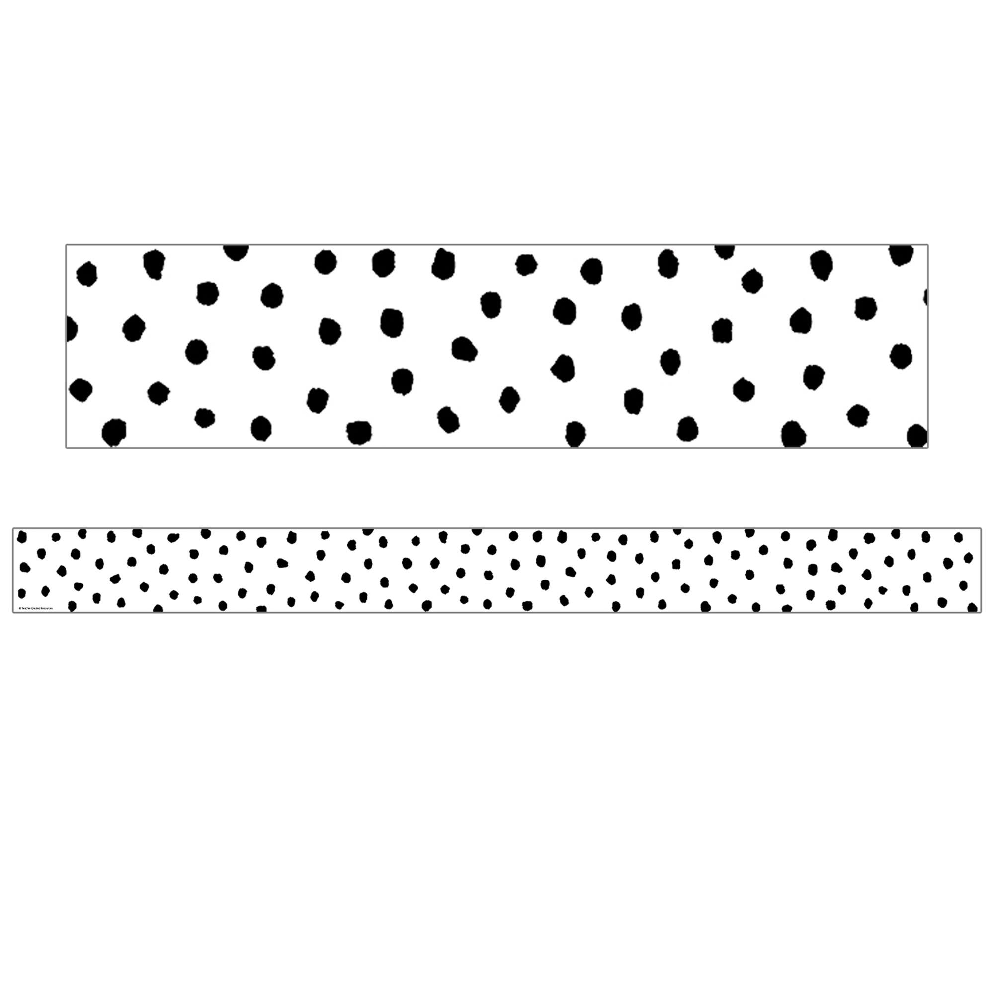 Teacher Created Resources Black Painted Dots on White Straight Border Trim, 210ft.